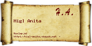 Higl Anita névjegykártya