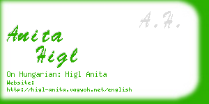 anita higl business card